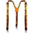 Mens Orange Sequin Slim Suspenders - Strong Adjustable Clip On Braces for Weddings/Formals