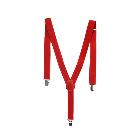 Mens Red Slim Suspenders - Strong Adjustable Clip On Braces for Weddings/Formals