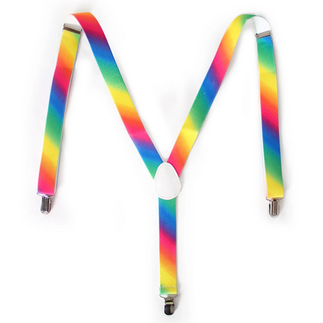 Mens Suspenders Braces Adjustable Strong Clip On Elastic Formal Wedding Slim - Rainbow