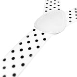 Mens White/Black Polka Dot Slim Suspenders - Strong Adjustable Clip On Braces for Weddings/Formals