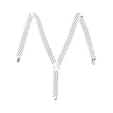 Mens Suspenders Braces Adjustable Strong Clip On Elastic Formal Wedding Slim - White with Black Polka Dot