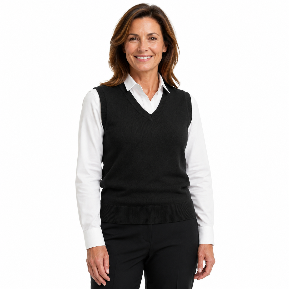 Sporte Leisure Womens 100% Merino Wool Knit Vest in Black