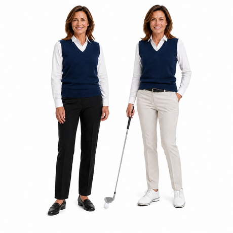 Sporte Leisure Womens 100% Merino Wool Knit Vest - Navy