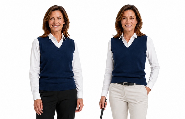 Sporte Leisure Womens 100% Merino Wool Knit Vest - Navy