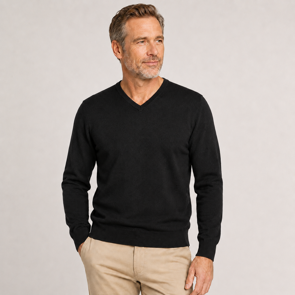 Sporte Leisure Mens Wool Blend V-Neck Jumper - Black (Knit Pullover)