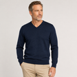 Sporte Leisure Mens Wool Blend V-Neck Jumper - Navy Blue (Knit Pullover)