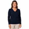 Sporte Leisure Womens Knit Wool Long Sleeve V-Neck Pullover Jumper - Navy