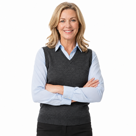 Sporte Leisure Womens V-Neck Wool Blend Knit Vest - Carbon