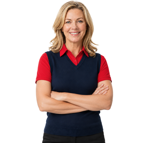 Sporte Leisure Womens V-Neck Wool Blend Knit Vest - Navy Blue