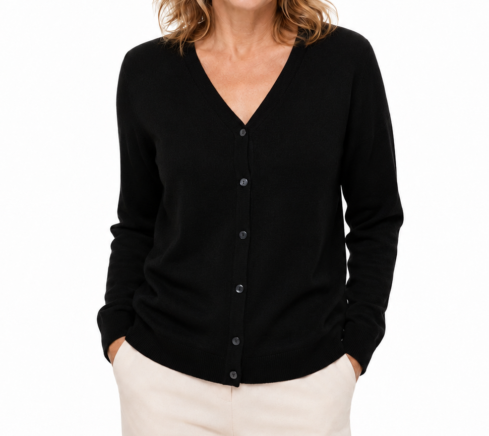 Sporte Leisure Womens Wool Knit Cardigan - Black (Pullover Jumper)