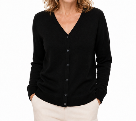 Sporte Leisure Womens Wool Knit Cardigan - Black (Pullover Jumper)