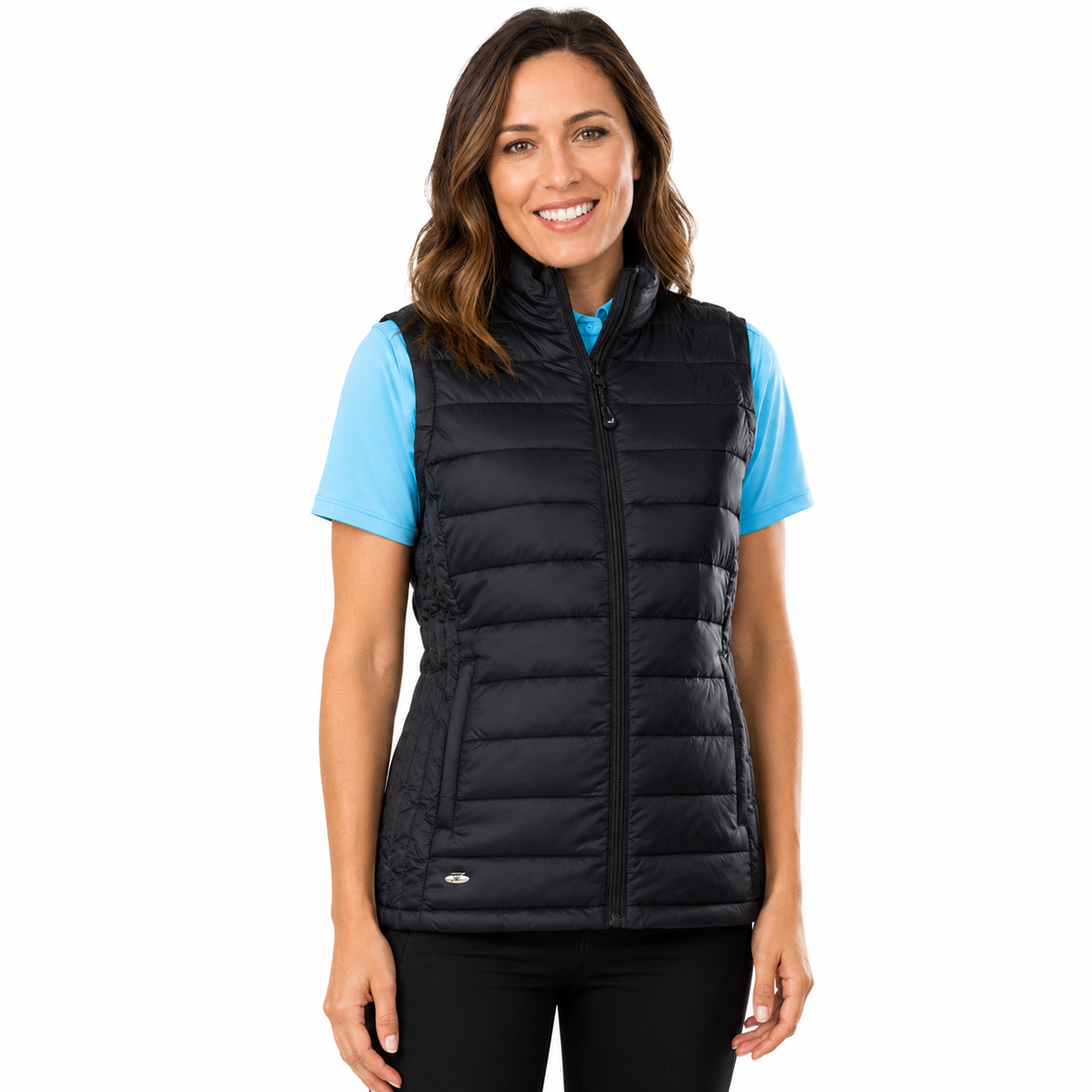 Sporte Leisure Womens Puffer Vest w/ Zip "Whistler" Quilted Wind-Tec in Black