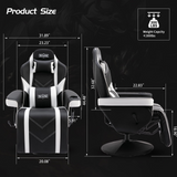 S*MAX Gaming Recliner Chair - Black/White PU Leather (360° Swivel, Adjustable Recline & Flip-Up Footrest)