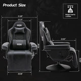 S*MAX Gaming Recliner Chair - Black PU Leather (360° Swivel, Adjustable Recline & Flip-Up Footrest)