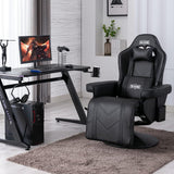 S*MAX Gaming Recliner Chair - Black PU Leather (360° Swivel, Adjustable Recline & Flip-Up Footrest)