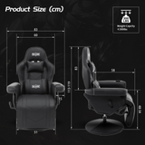S*MAX Gaming Recliner Chair - Black PU Leather (Height-Adjustable Swivel & Flip-Up Footrest)