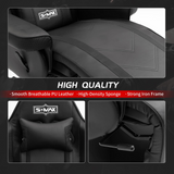 S*MAX Gaming Recliner Chair - Black PU Leather (Height-Adjustable Swivel & Flip-Up Footrest)