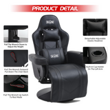 S*MAX Gaming Recliner Chair - Black PU Leather (Height-Adjustable Swivel & Flip-Up Footrest)