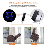 S*MAX Electric Dual Motor Power Lift Riser Recliner Chair - Brown PU Leather (Lay Flat, USB Charging & Remote)