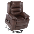 S*MAX Electric Dual Motor Power Lift Riser Recliner Chair - Brown PU Leather (Lay Flat, USB Charging & Remote)