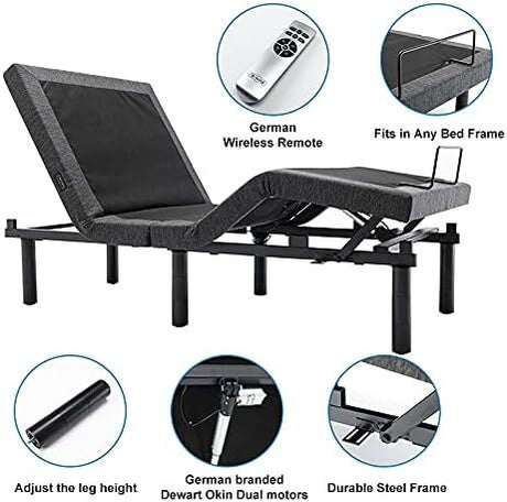 S*MAX Electric Adjustable Bed Frame (Queen) - Zero Gravity & Dual Motors - Grey