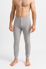 Mens Cotton Long John Thermal Pants Underwear Warm Winter Base Layer in Grey
