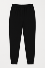 2pcs Set Womens Black Cotton Thermal Singlet Top & Long Jane Pants Underwear