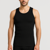 2pcs Set Mens Black Cotton Thermal Singlet Top & Long John Pants Underwear