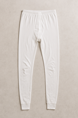 2pcs Set Mens White Cotton Thermal Singlet Top & Long John Pants Underwear