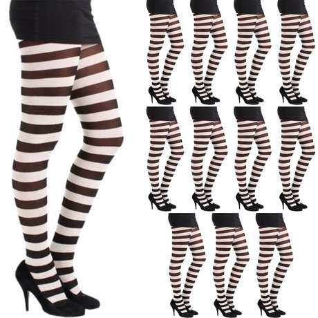 12x Womens Ladies Footless Tights Stockings Pantyhose Leg Hosiery Thermal  - White/Black