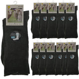 Merino Wool Mens Loose Top Thermal Socks Diabetic Comfort Circulation - 12 Pairs - Navy