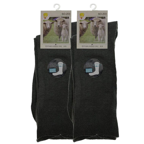 2 Pairs Merino Wool Loose Top Thermal Socks Pack - Grey (Diabetic Circulation)