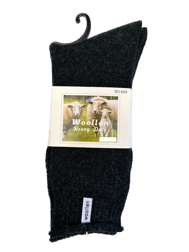 1 Pair Black Premium Mens Wool Socks - Heavy Duty Thick Work Socks w/ Cushion