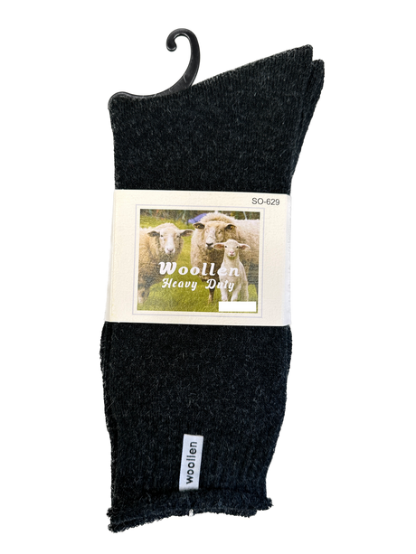 1 Pair Premium Mens Wool Heavy Duty Thick Work Socks Cushion Woolen - Black