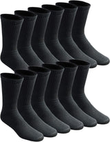 12 Pairs Bamboo Socks Unisex Premium Fiber Sock Super Soft Crew - Black - 6-11