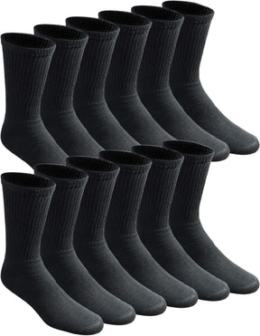 12 Pairs Bamboo Socks Unisex Premium Fiber Sock Super Soft Crew - Black - 6-11