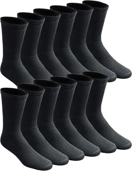 12 Pairs Super Soft Bamboo Socks Bulk Pack - Black (Premium Fiber Crew Socks)