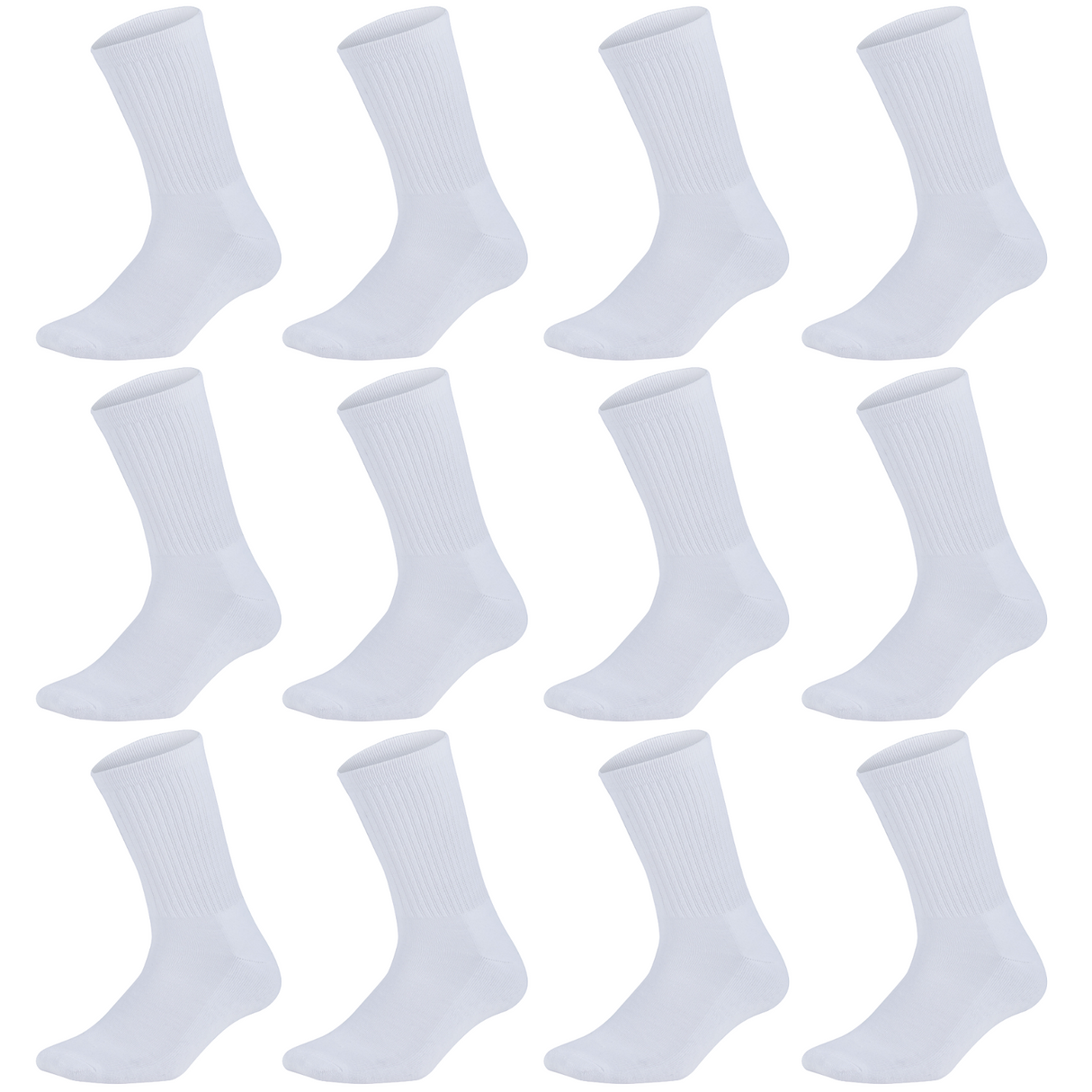 12 Pairs Super Soft Bamboo Socks Bulk Pack - White (Premium Fiber Crew Socks)