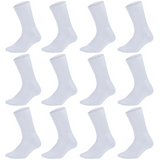 12 Pairs Super Soft Bamboo Socks Bulk Pack - White (Premium Fiber Crew Socks)