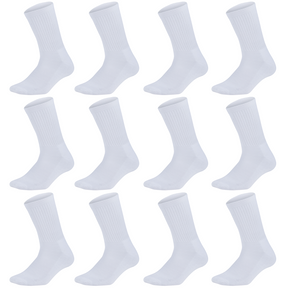 12 Pairs Super Soft Bamboo Socks Bulk Pack - White (Premium Fiber Crew Socks)