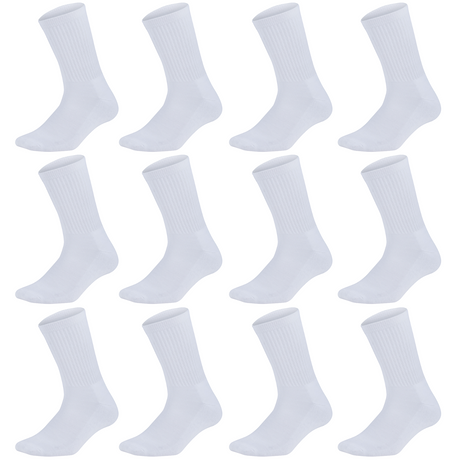 12 Pairs Super Soft Bamboo Socks Bulk Pack - White (Premium Fiber Crew Socks)