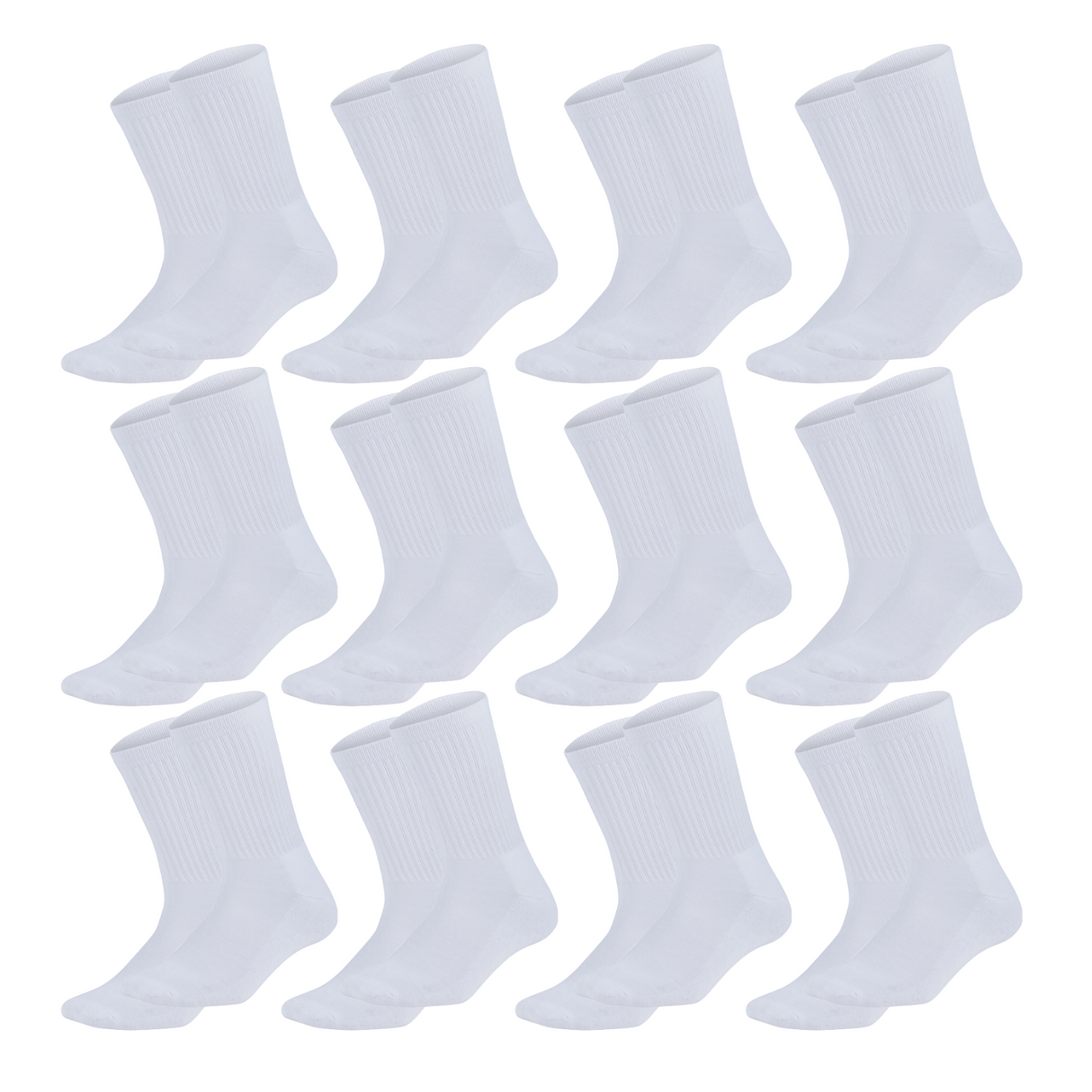 12 Pairs Super Soft Bamboo Socks Bulk Pack - White (Premium Fiber Crew Socks)