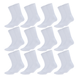 12 Pairs Super Soft Bamboo Socks Bulk Pack - White (Premium Fiber Crew Socks)