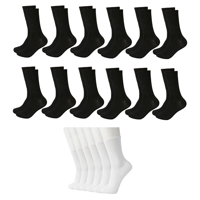 12 Pairs Super Soft Bamboo Socks Bulk Pack - Premium Fiber Crew Socks