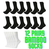 12 Pairs Super Soft Bamboo Socks Bulk Pack - Premium Fiber Crew Socks
