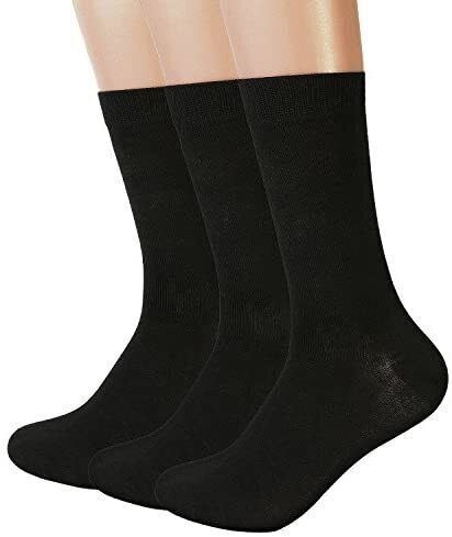 3 Pairs Super Soft Bamboo Socks - Black (Premium Fiber Crew Socks)