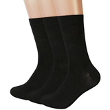 3 Pairs Super Soft Bamboo Socks - Black (Premium Fiber Crew Socks)