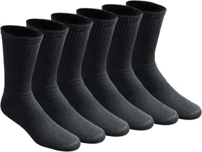 6 Pairs Bamboo Socks Unisex Premium Fiber Sock Super Soft Crew Tennis Sox - Black - 6-11