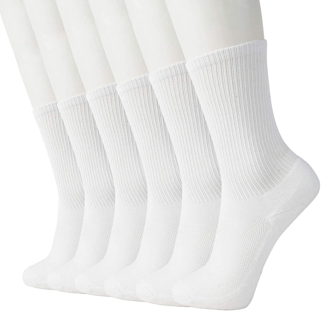 6 Pairs Super Soft Bamboo Socks Pack - White (Premium Fiber Crew Socks)