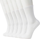 6 Pairs Super Soft Bamboo Socks Pack - White (Premium Fiber Crew Socks)